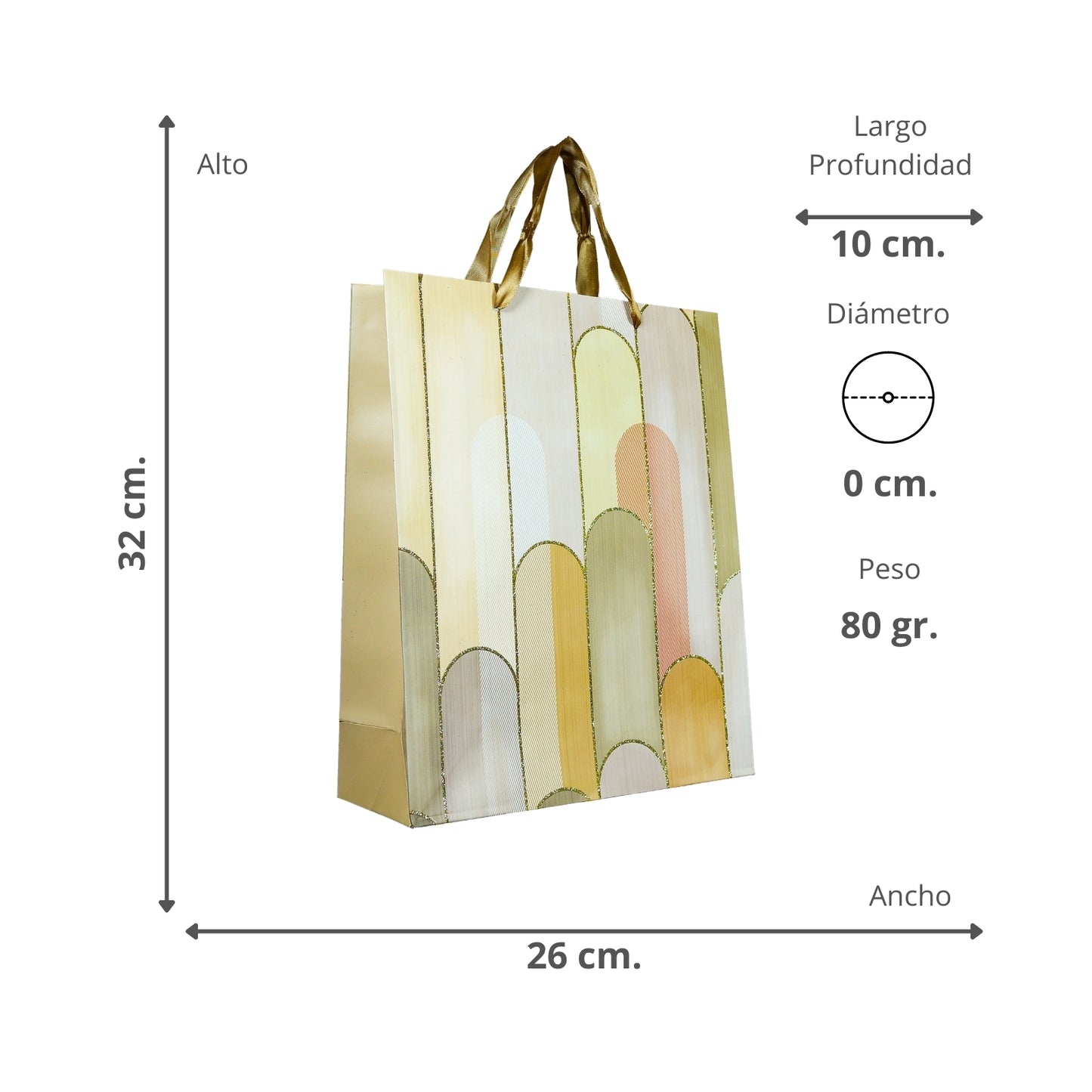 Bolsas De Regalo Diseños Con Brillos 32 X 26 X 10 - Café