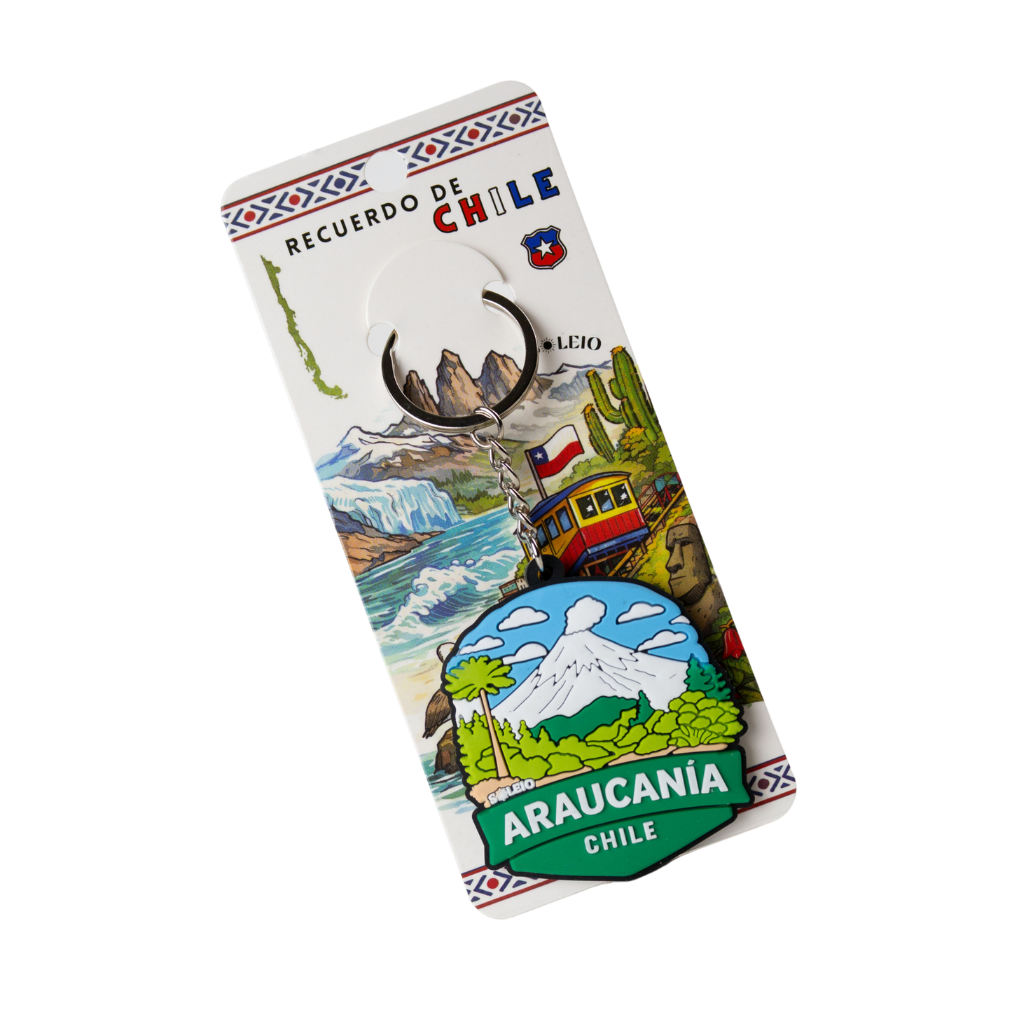 Llavero Souvenir de Chile en Goma Patch Travel Araucanía