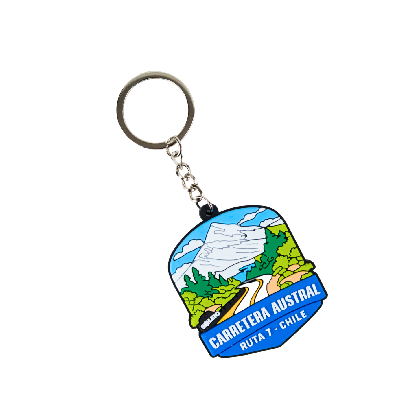 Llavero Souvenir de Chile en Goma Patch Travel Carretera Austral