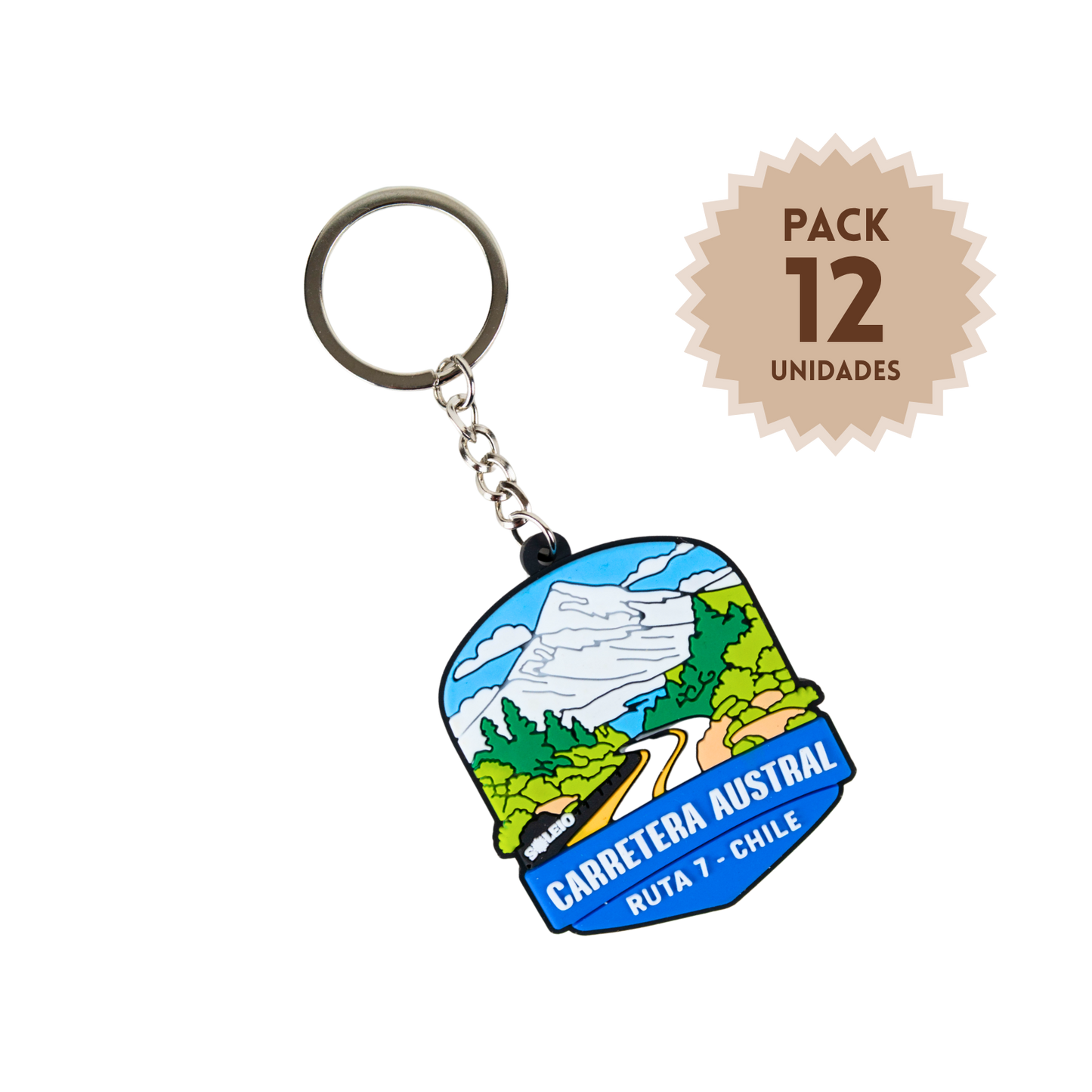 Pack 12 Llaveros De Goma Patch Travel Carretera Austral