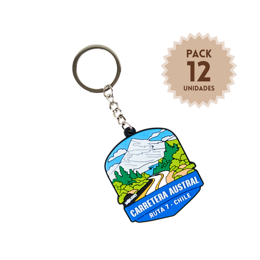 Pack 12 Llaveros De Goma Patch Travel Carretera Austral