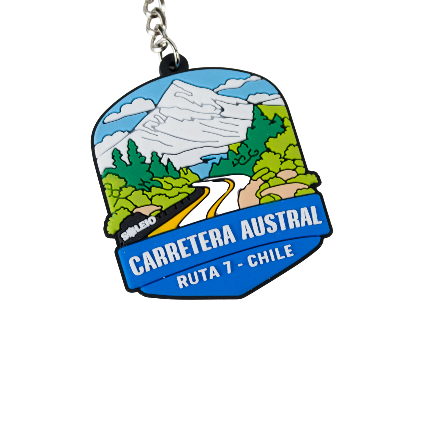 Llavero Souvenir de Chile en Goma Patch Travel Carretera Austral