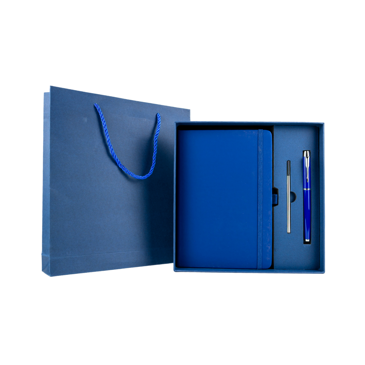 Agenda Block De Notas Mas Bolígrafos En Caja De Regalo Azul