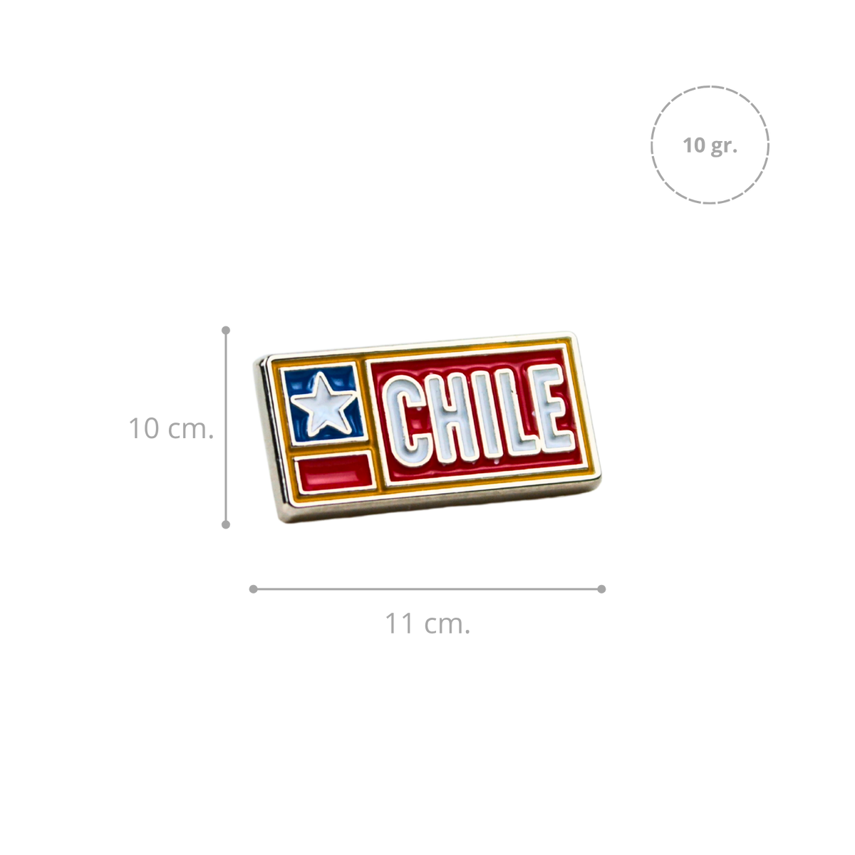 Pack 12 Pines Metal Souvenir Chile Bandera