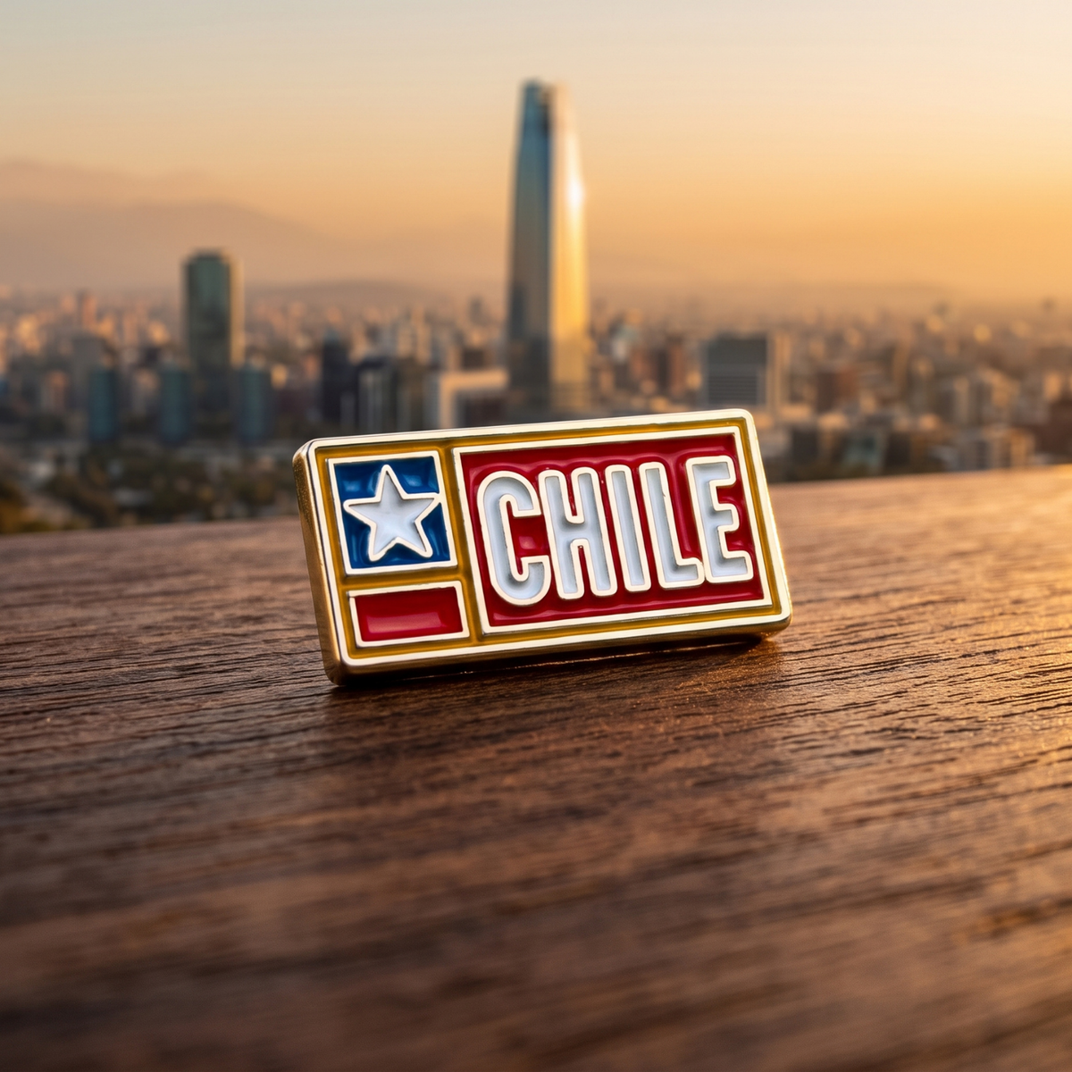 Pack 12 Pines Metal Souvenir Chile Bandera