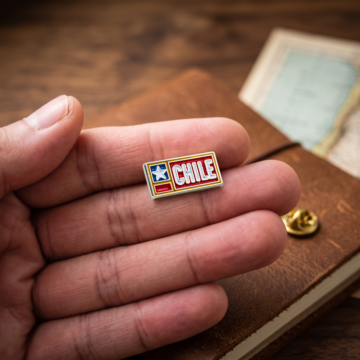 Pack 12 Pines Metal Souvenir Chile Bandera