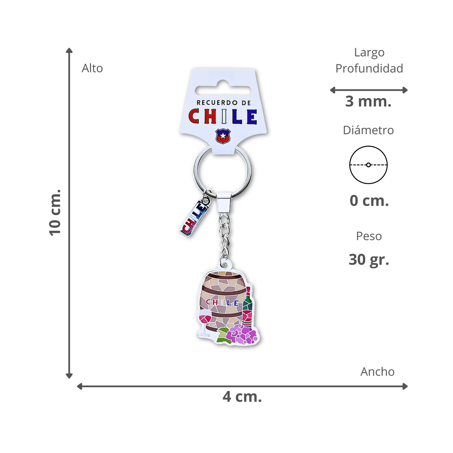 Llavero Metálico Mosaico Barril de Vino