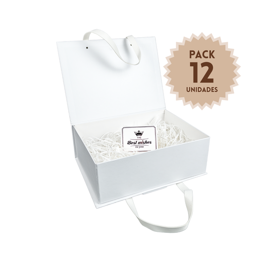 Pack 12 Cajas Para Regalos con Asas Talla L Blanca