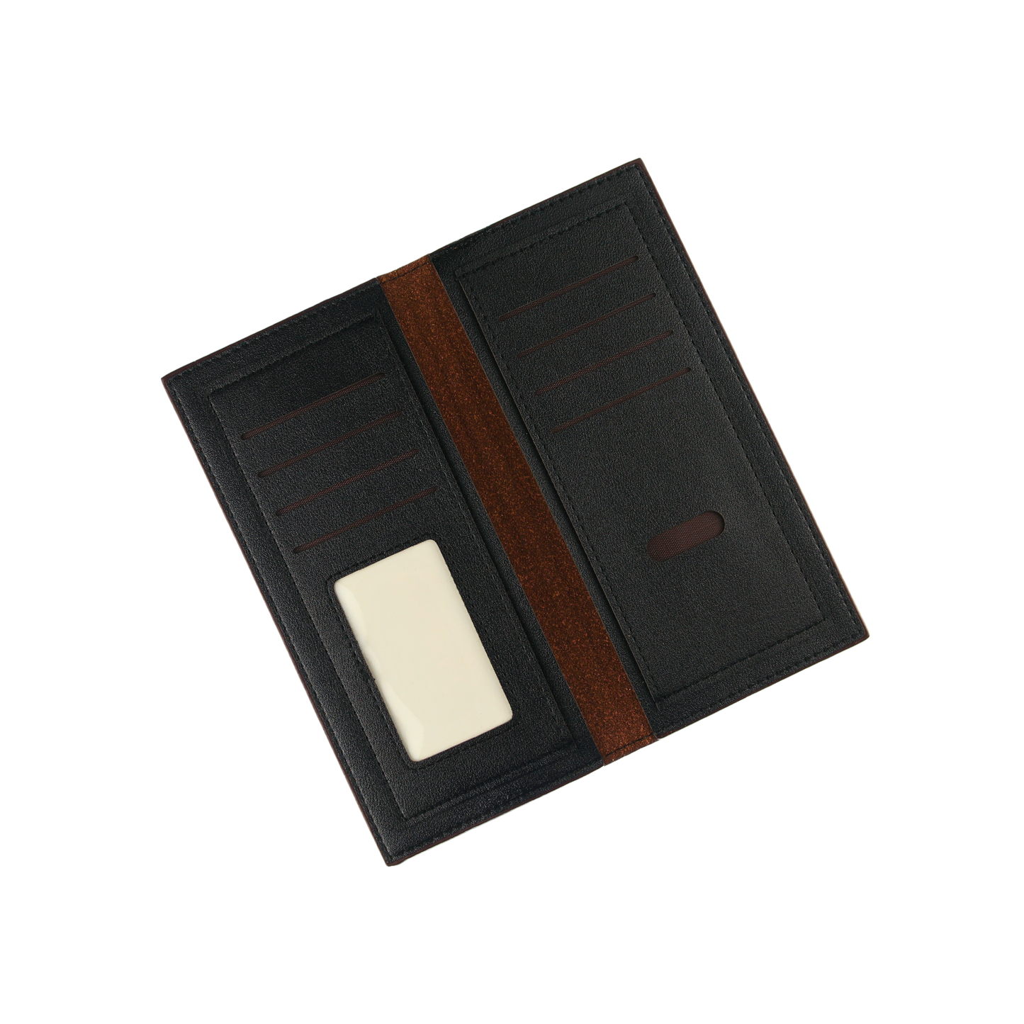 Billetera Tarjetera De Hombre Larga Ecocuero Café