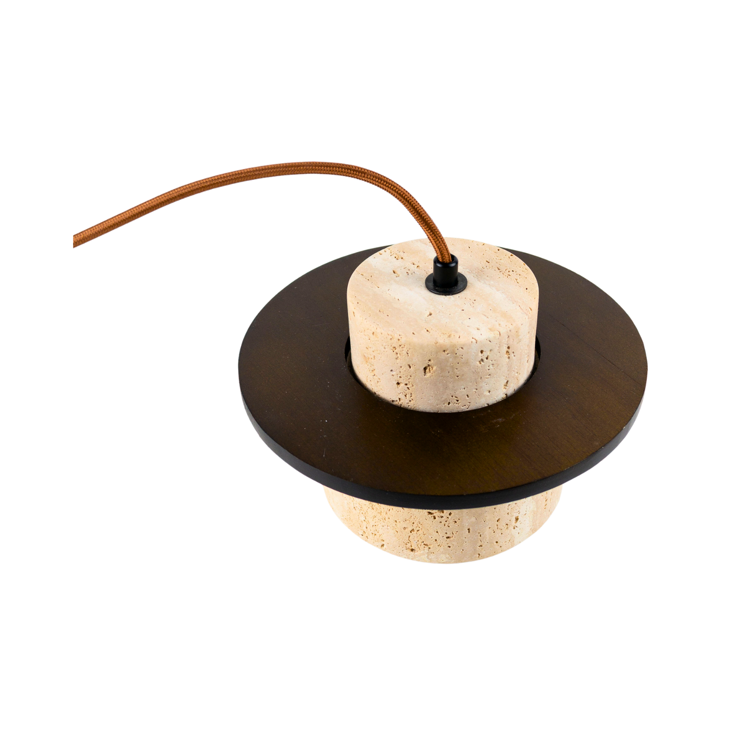 Lámpara Colgante Japonesa de Piedra Travertino y Madera Café