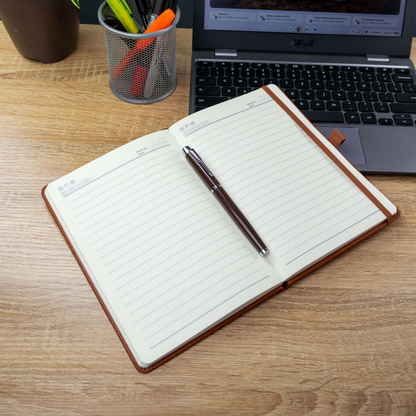 Agenda Block De Notas Mas Bolígrafos En Caja De Regalo Cafe