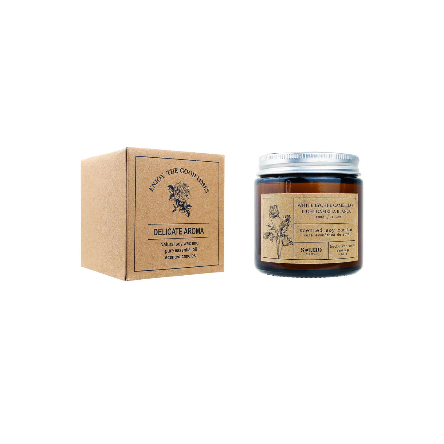 Vela Aromática Soya  Lichi Camelia Blanca