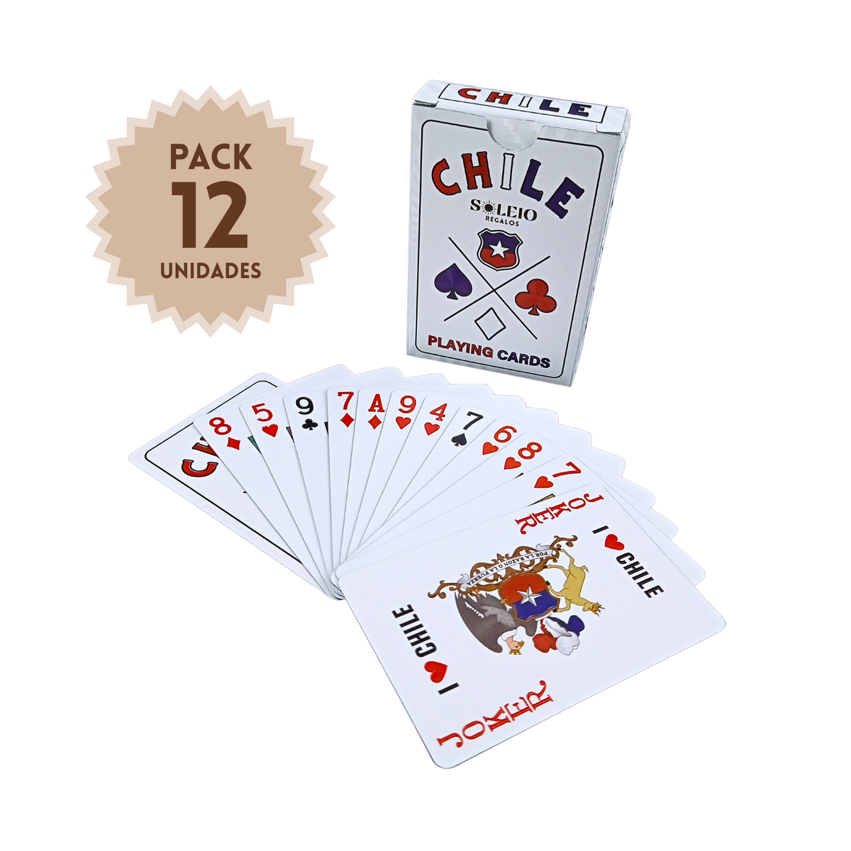 Pack 12 Juegos Naipes Colección Orgullo Chileno