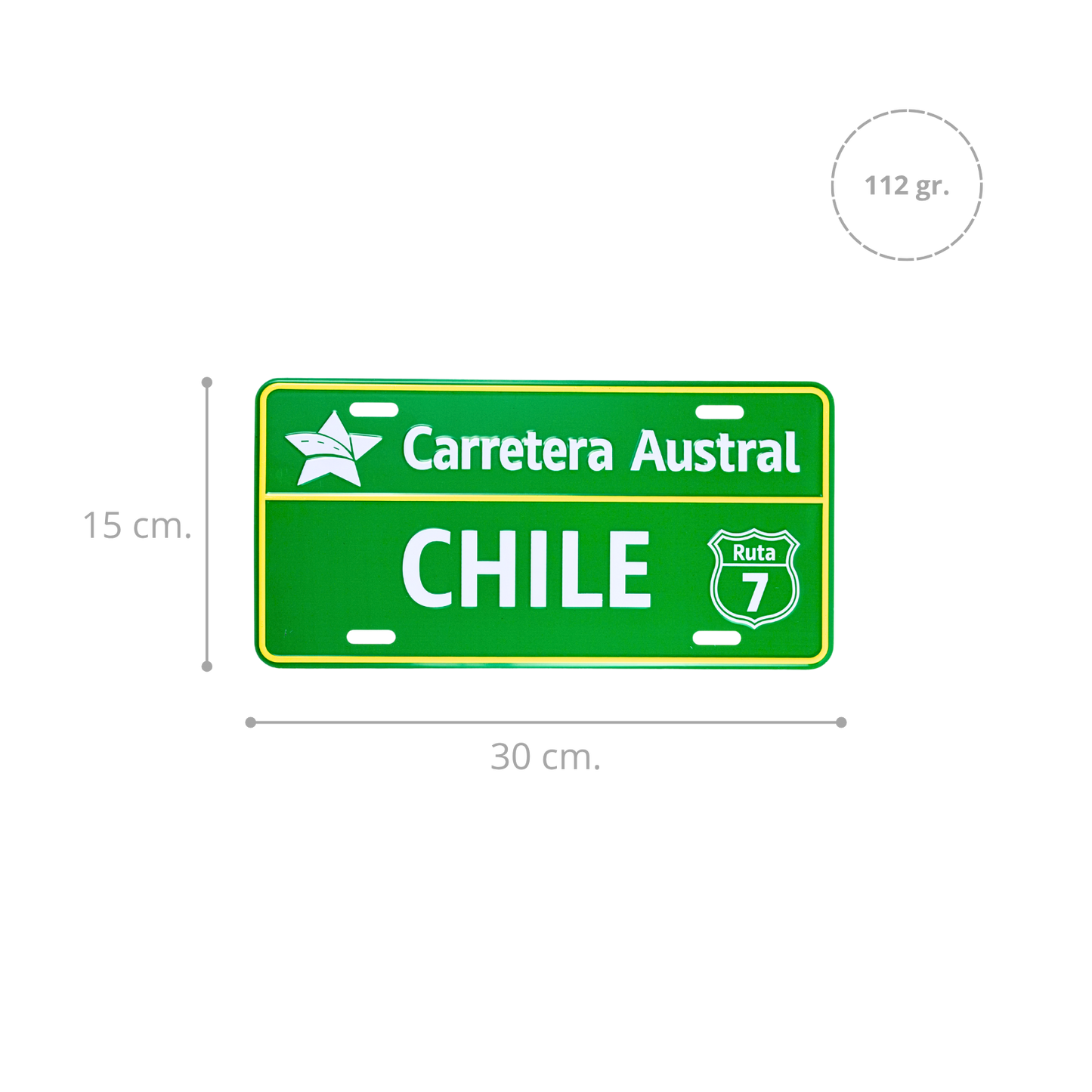 Pack 12 Cartel Metálico Chile Ruta 7