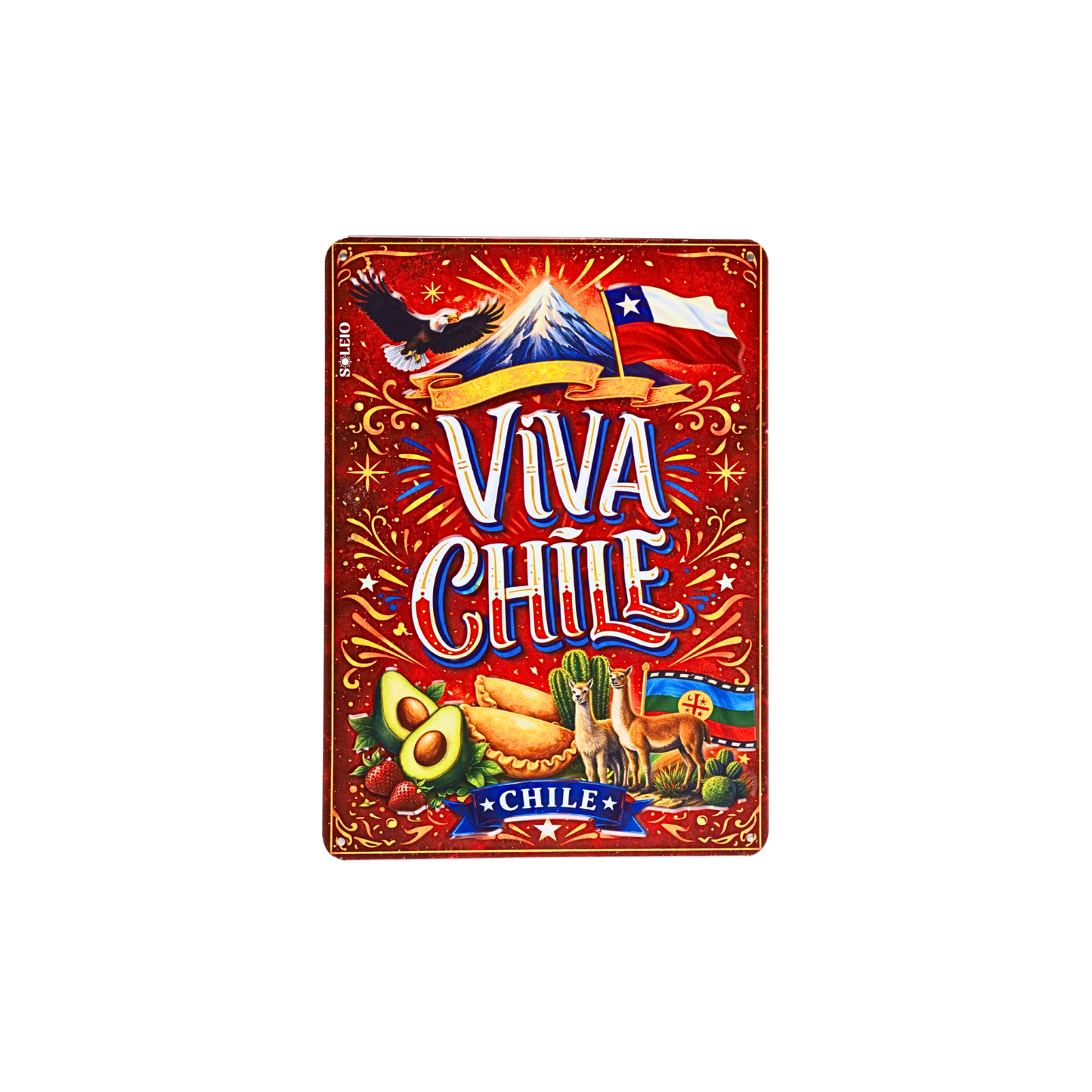 Pack 12 Cartel Metálico Viva Chile