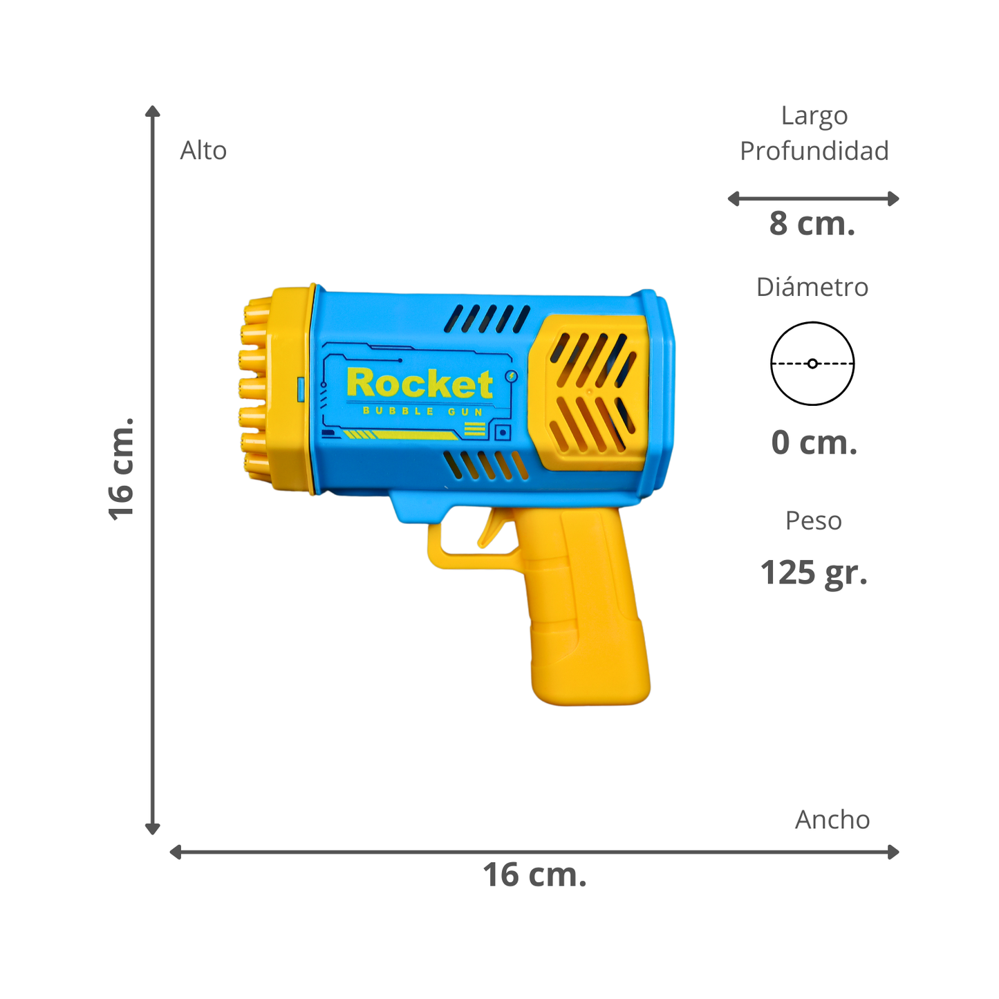 Lanzador De Burbujas LED Rocket Bubble Gun Azul