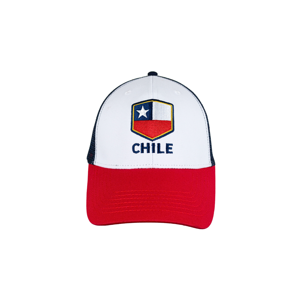 Pack 4 Jockey Trucker Bordado Bandera de Chile Blanco