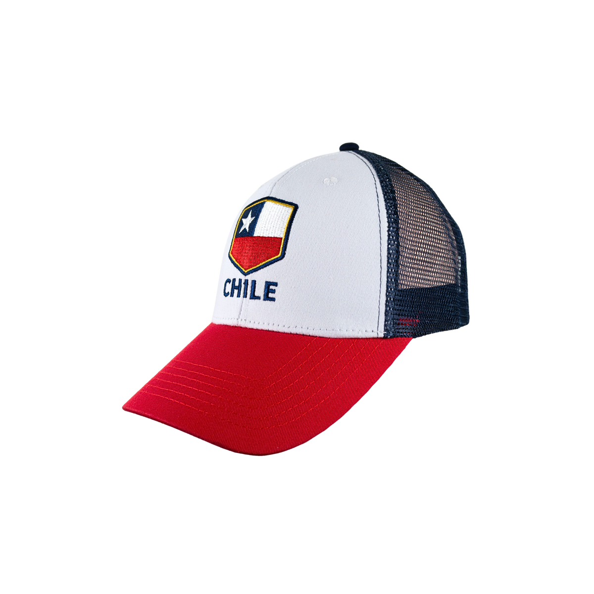 Pack 4 Jockey Trucker Bordado Bandera de Chile Blanco