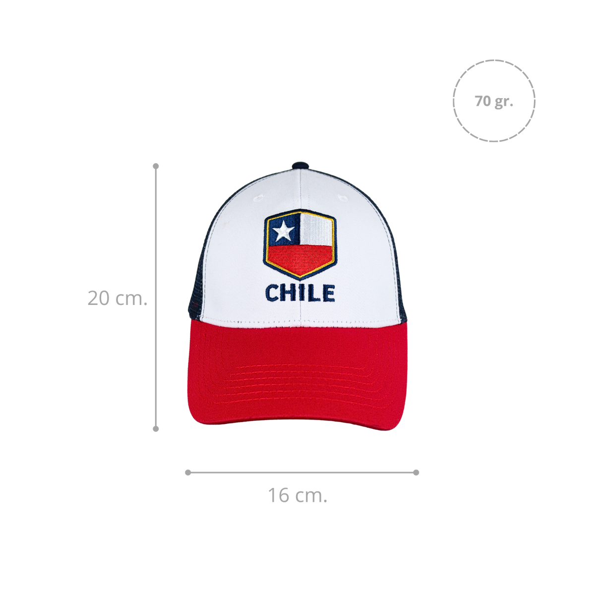 Pack 4 Jockey Trucker Bordado Bandera de Chile Blanco