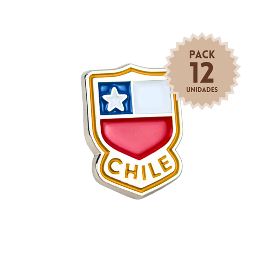 Pack 12 Pines Metal Souvenir Chile Logo