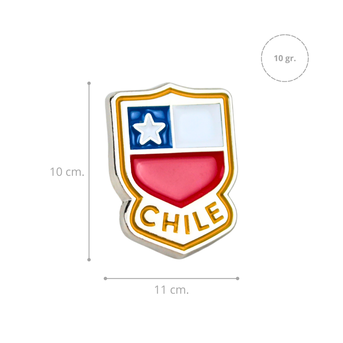 Pack 12 Pines Metal Souvenir Chile Logo