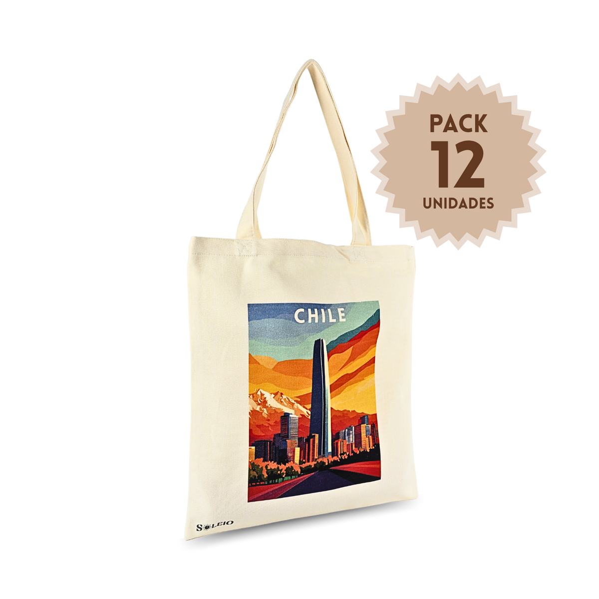 Pack 12 Tote Bag Lona Chile Costanera Travel Poster