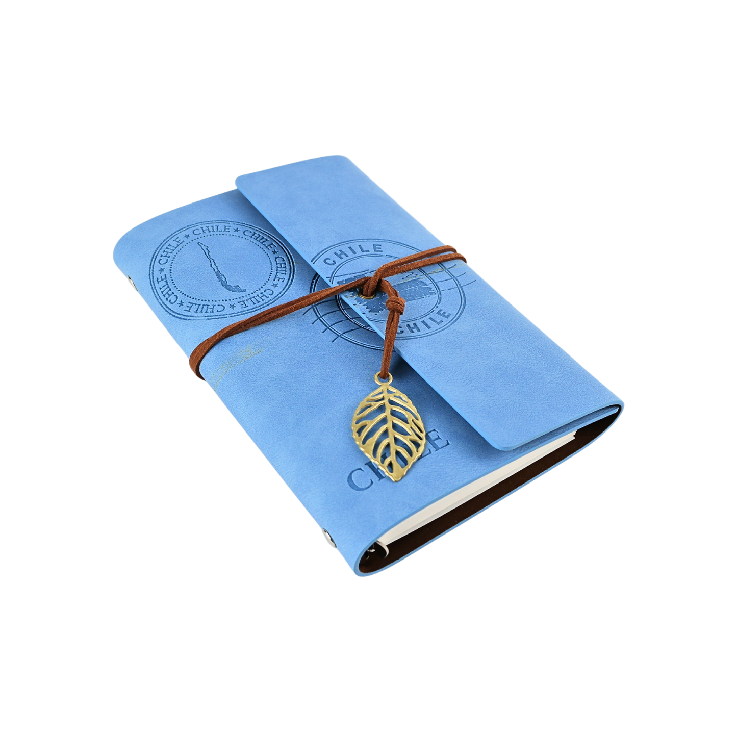 Cuaderno Block de Notas Chile Diseño Postal Azul A5 Ecocuero
