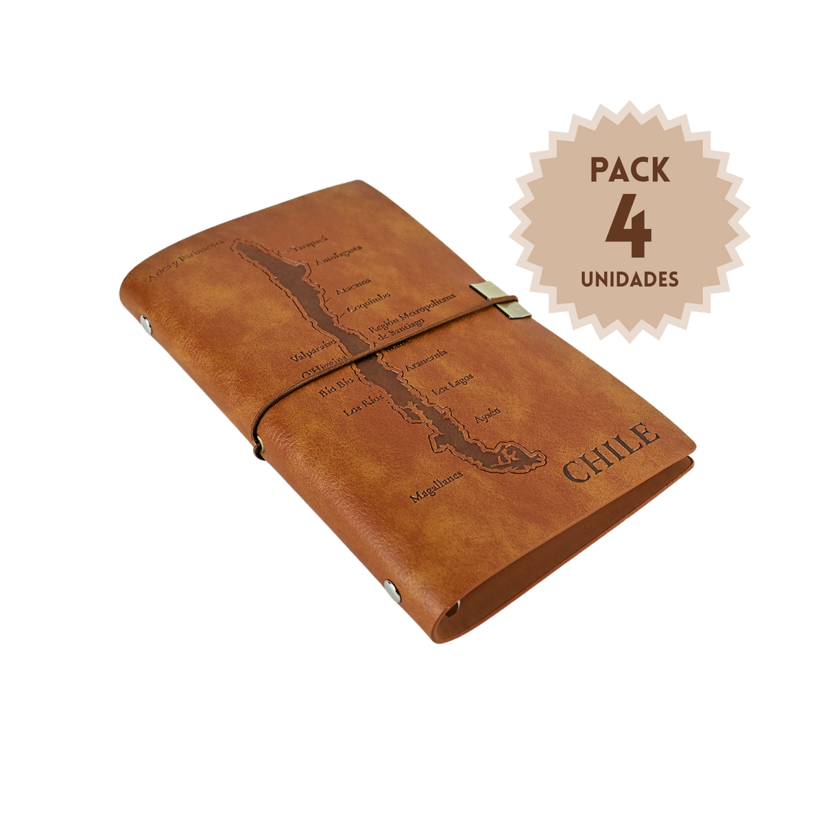 Pack 4 Block de Notas A5 Chile Mapa Café