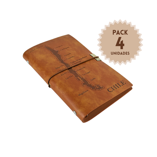 Pack 4 Block de Notas A5 Chile Mapa Café