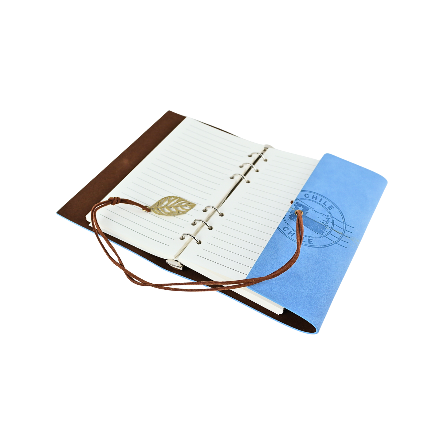 Cuaderno Block de Notas Chile Diseño Postal Azul A5 Ecocuero