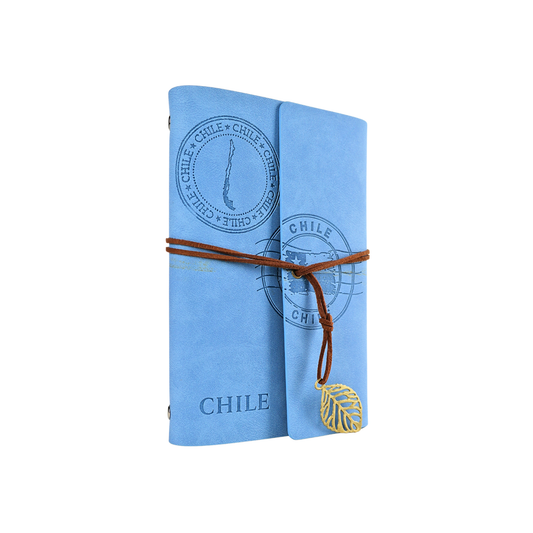 Cuaderno Block de Notas Chile Diseño Postal Azul A5 Ecocuero