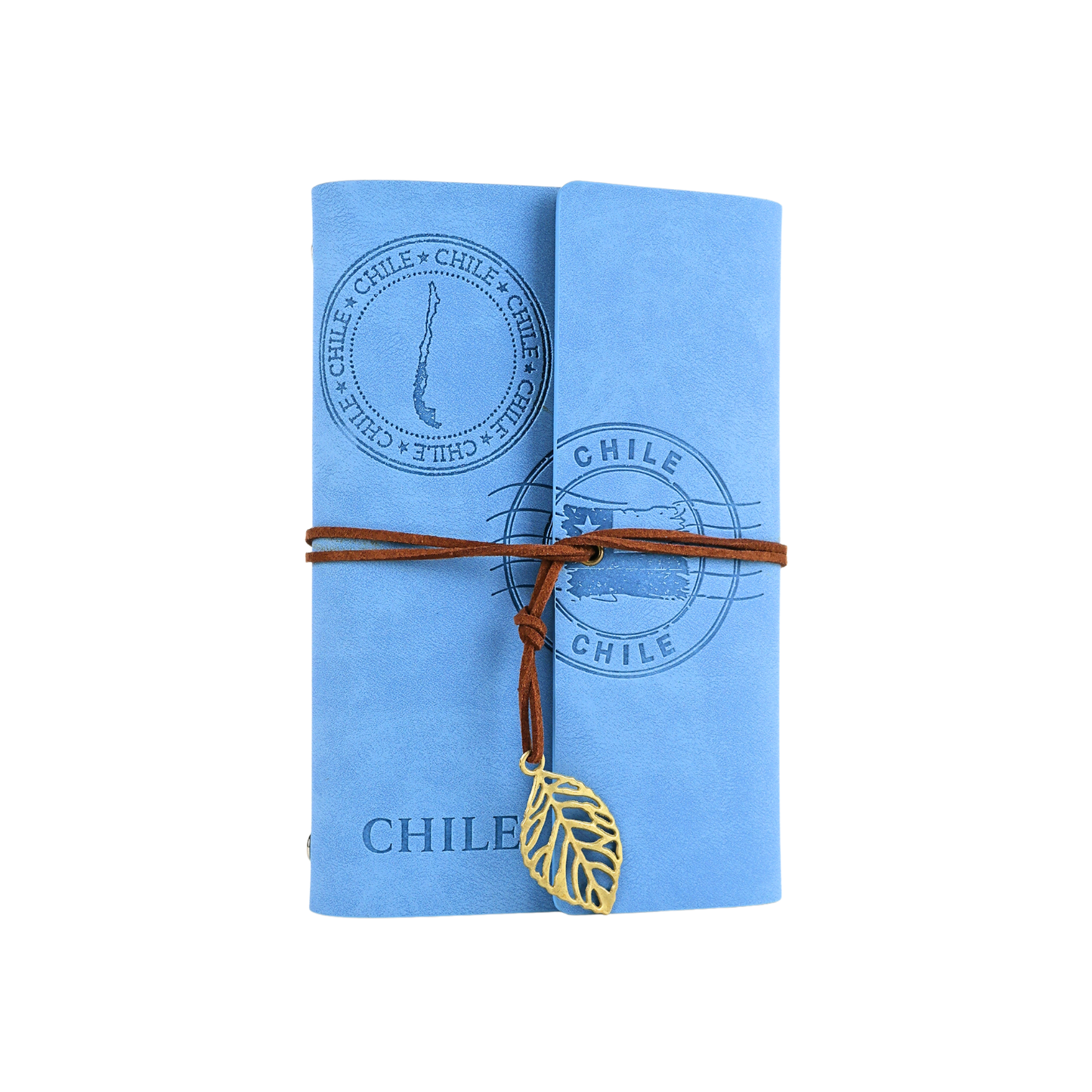 Cuaderno Block de Notas Chile Diseño Postal Azul A5 Ecocuero