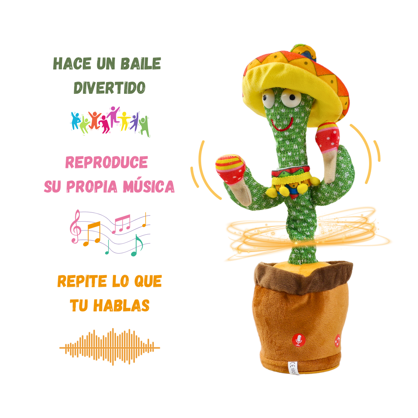 Cactus Bailarín Imita Voz Musical Juguete Felpa Mexicano