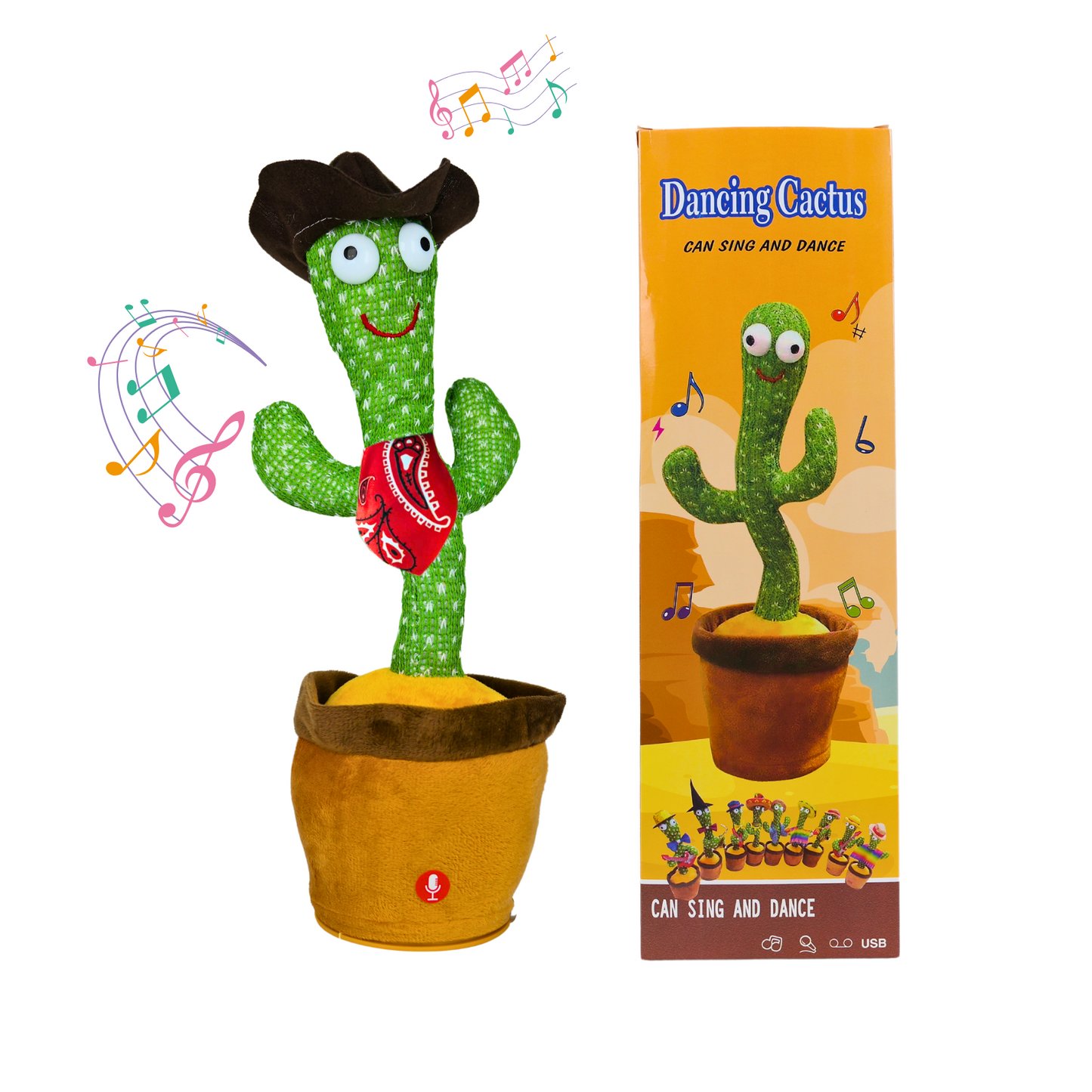 Cactus Bailarín Imita Voz Musical Juguete Felpa Cowboy