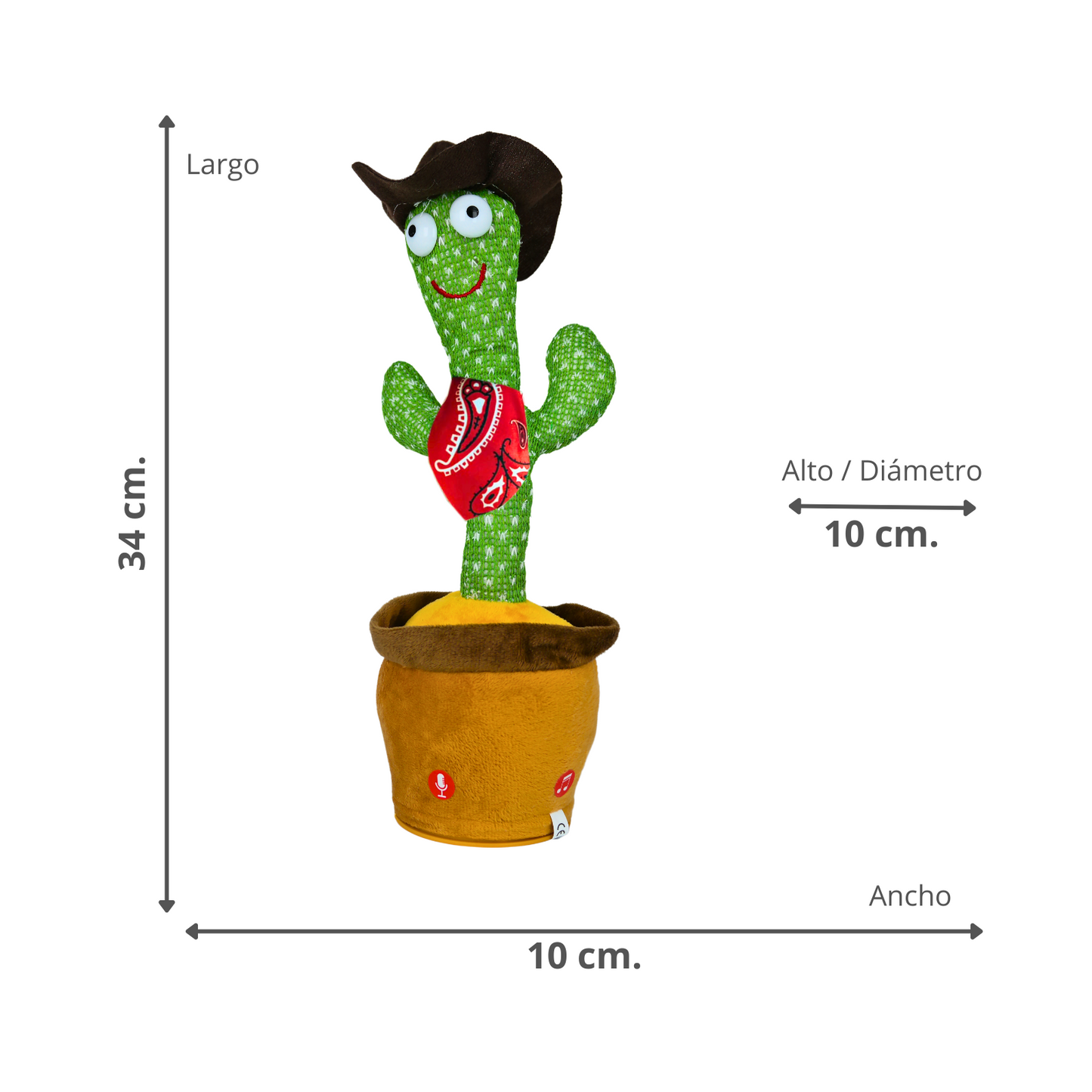 Cactus Bailarín Imita Voz Musical Juguete Felpa Cowboy