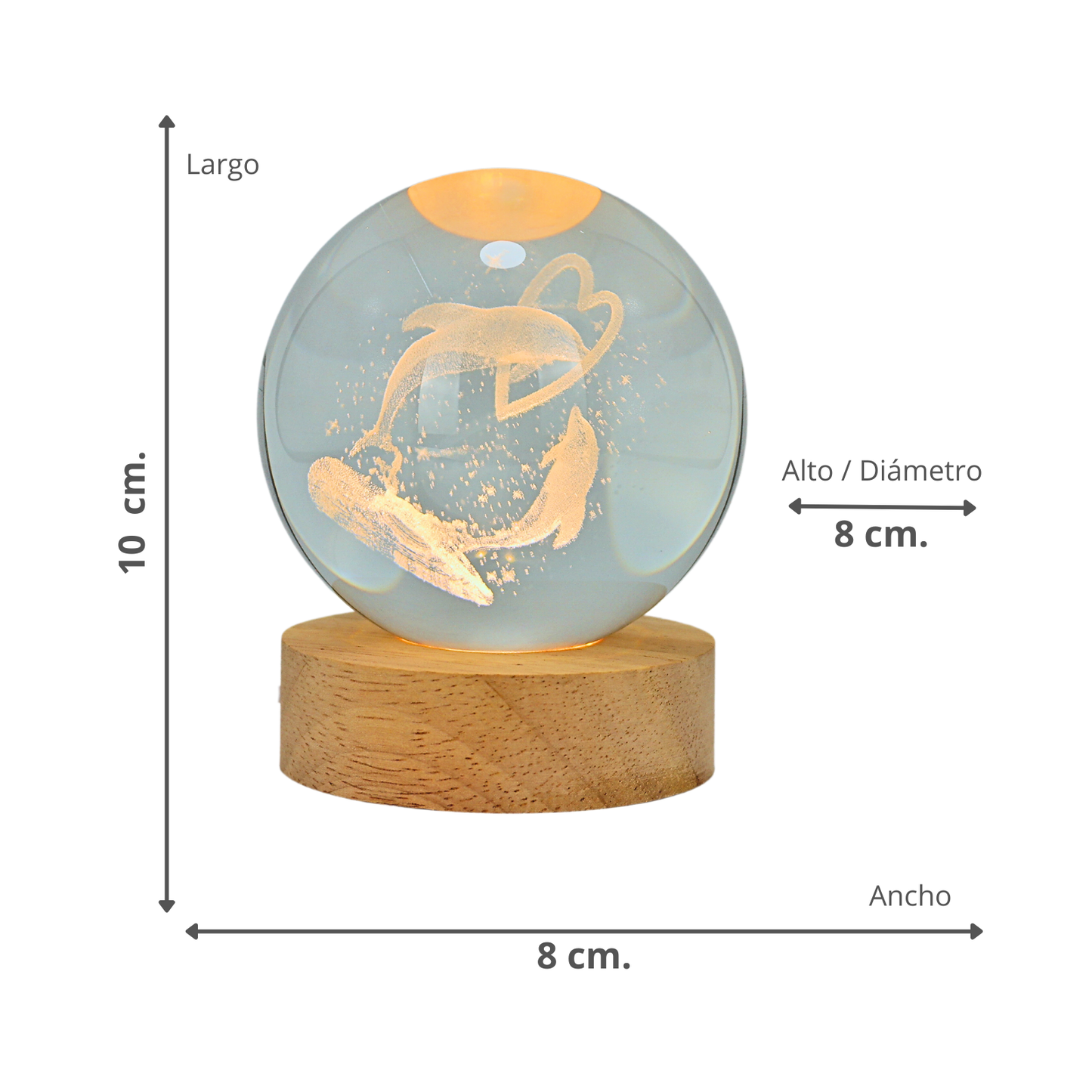 Lampara Bola De Cristal LED Delfin