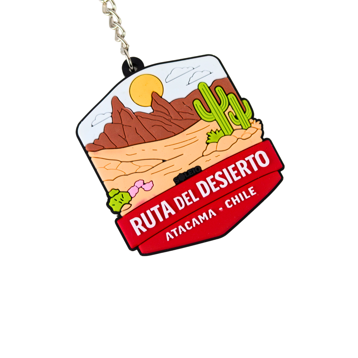 Llavero Souvenir de Chile en Goma Patch Travel Ruta del Desierto