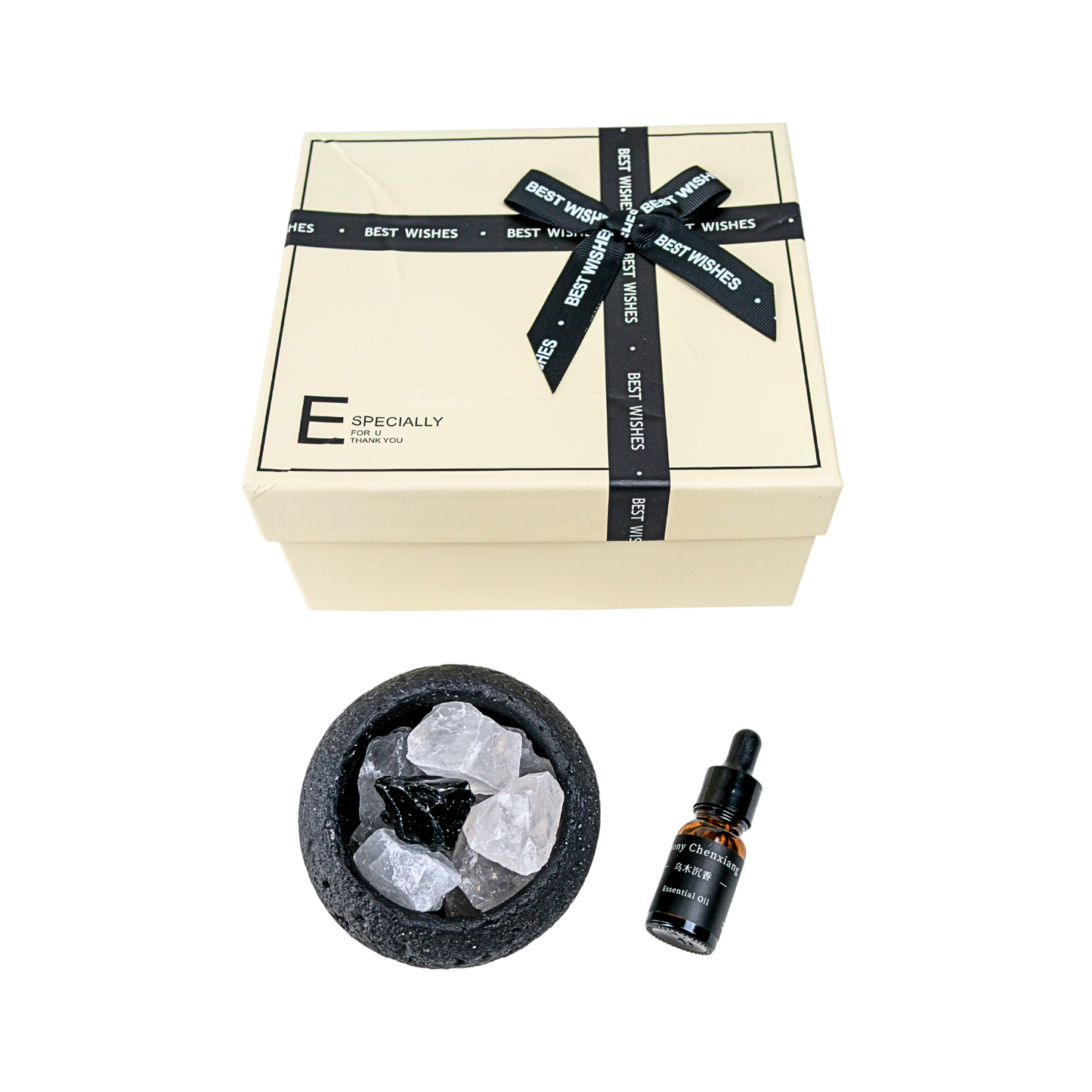 Difusor Aromático Piedra Volcánica Y Cuarzo + Aceite 10ml