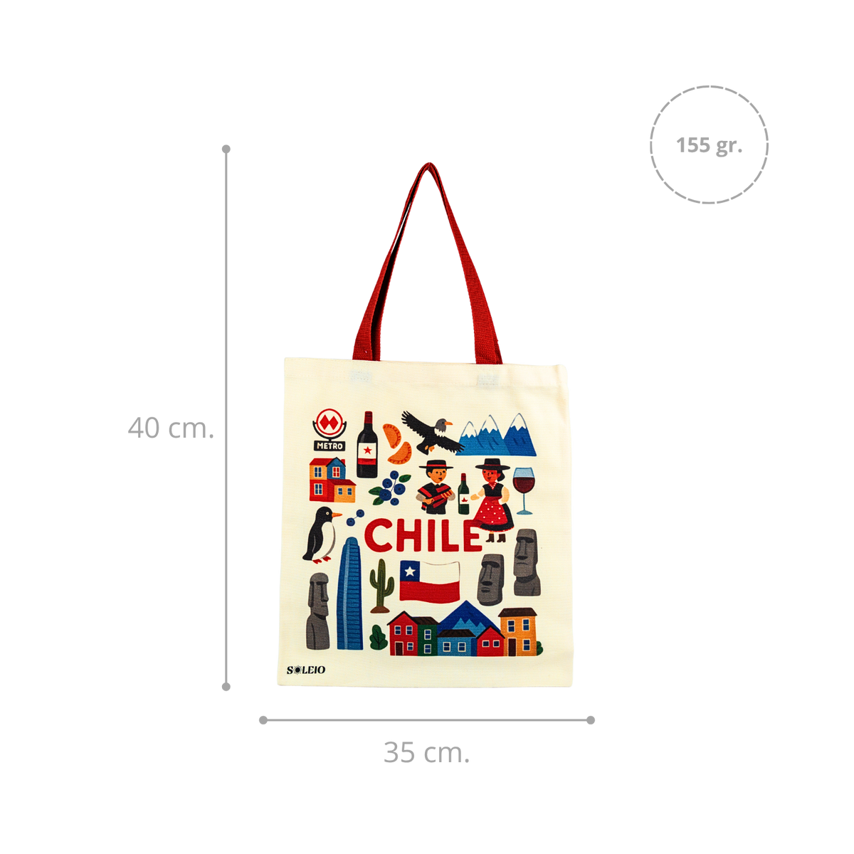 Pack 12 Tote Bag Lona Chile Emblemas De Chile