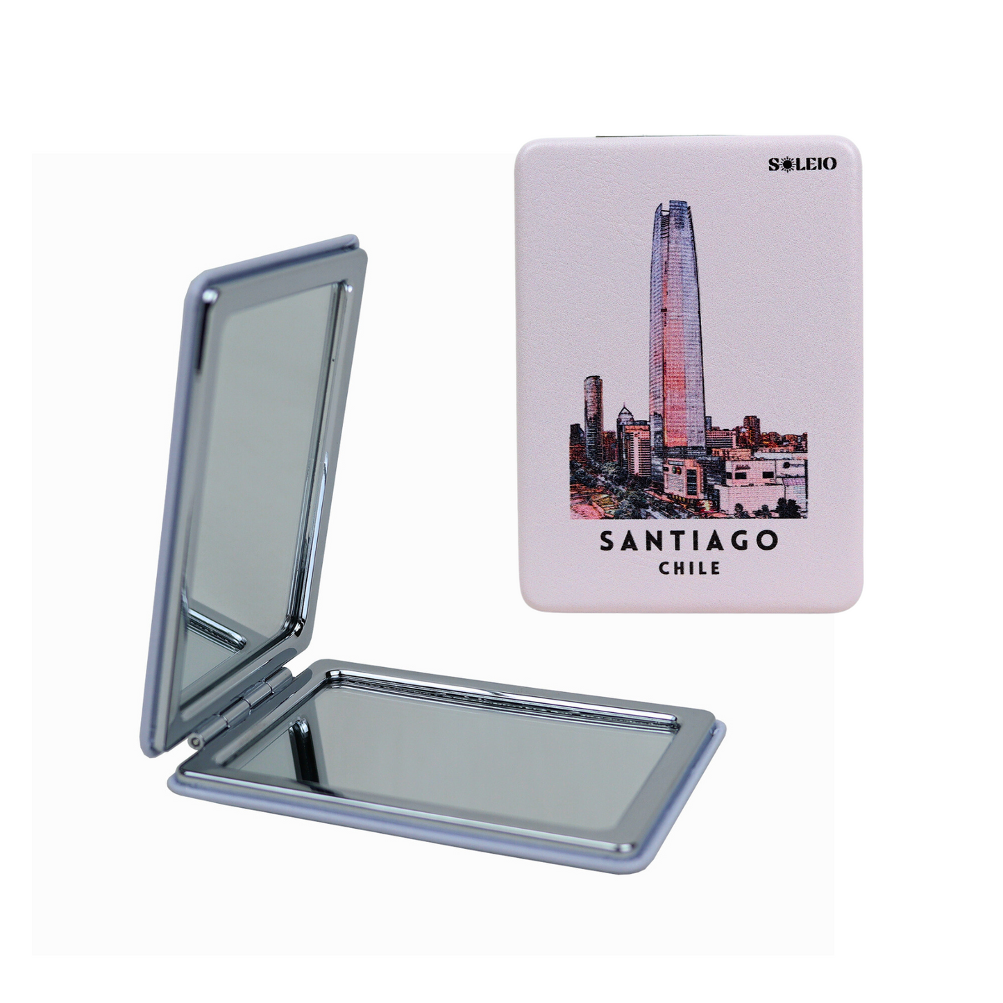 Espejo De Cartera Plegable Souvenir De Chile Santiago