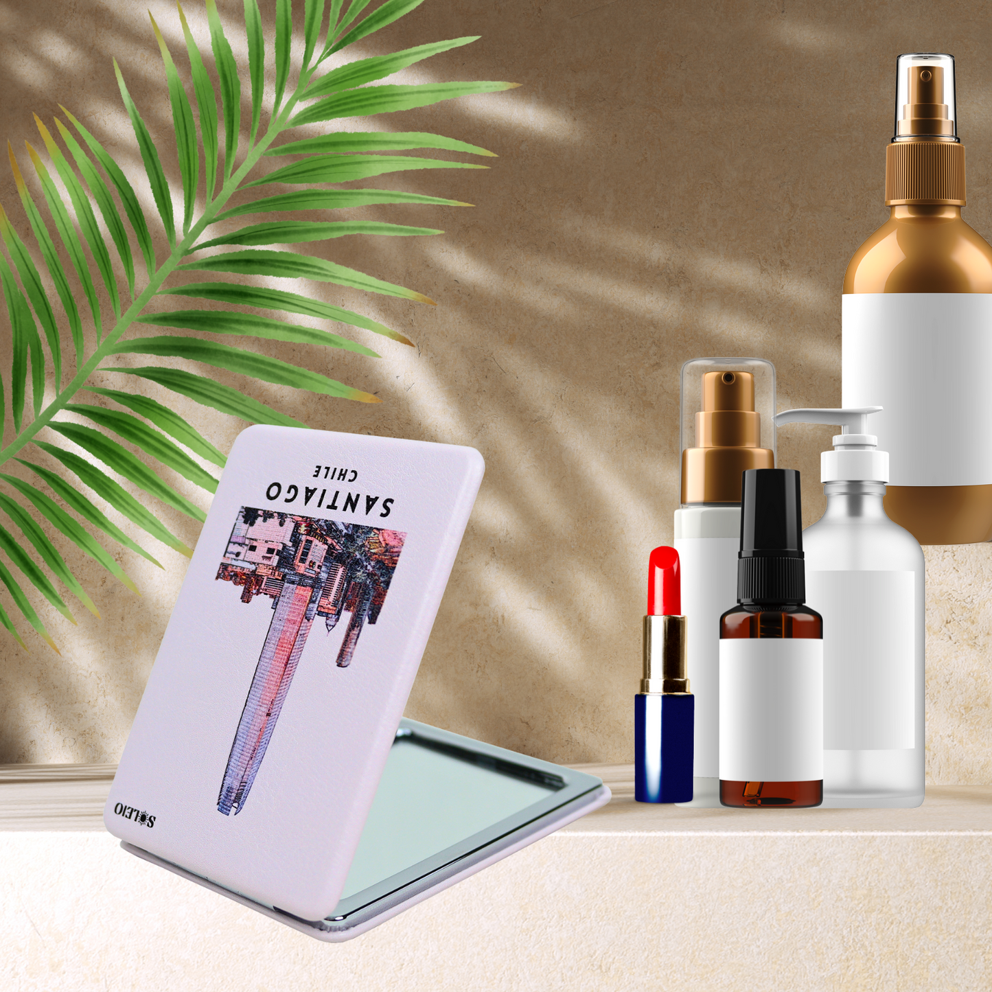 Espejo De Cartera Plegable Souvenir De Chile Santiago