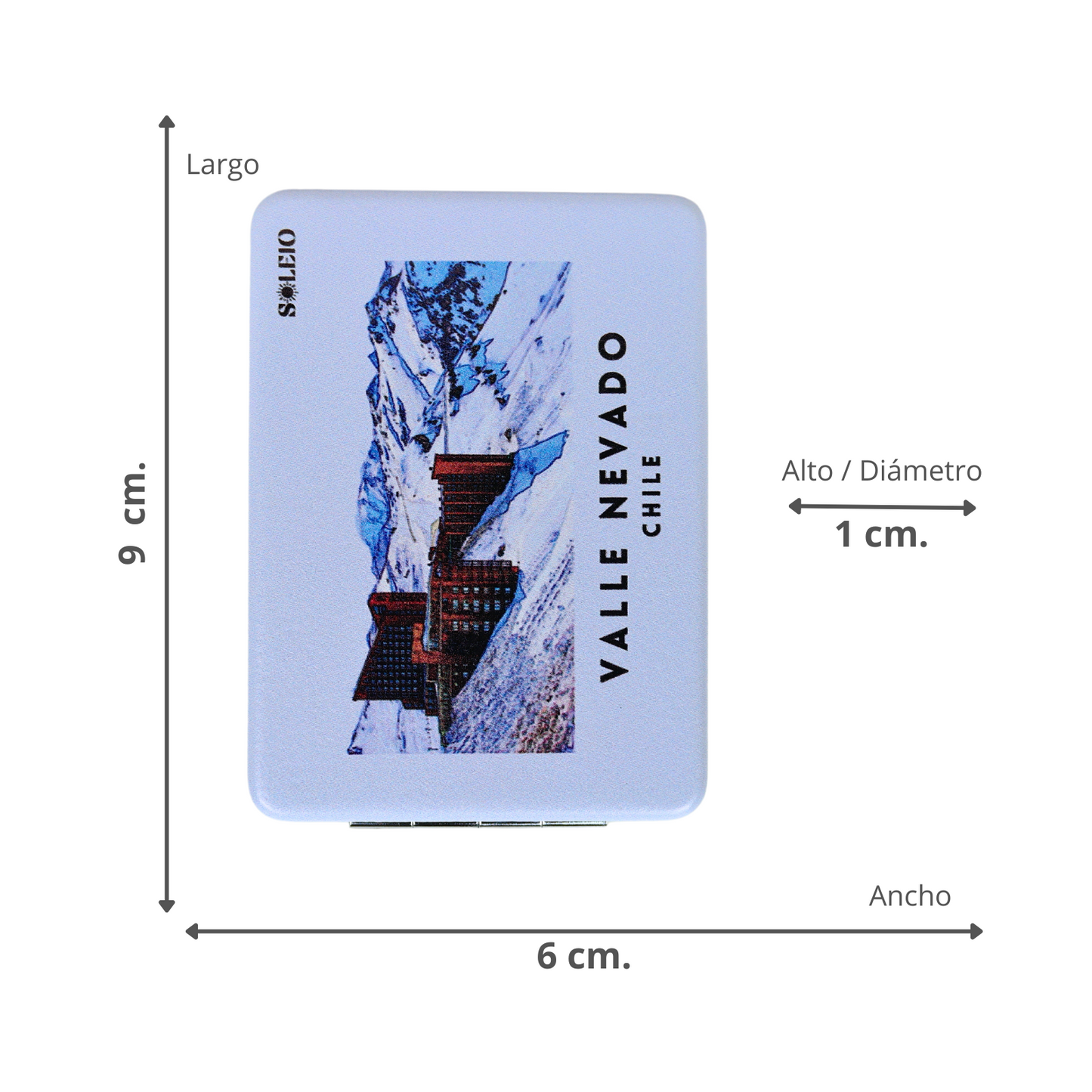 Espejo De Cartera Plegable Souvenir De Chile Valle Nevado