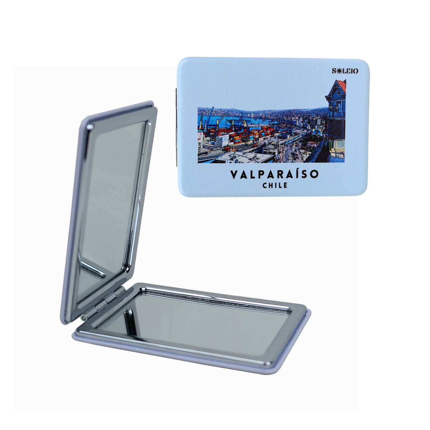 Espejo De Cartera Plegable Souvenir De Chile Valparaiso