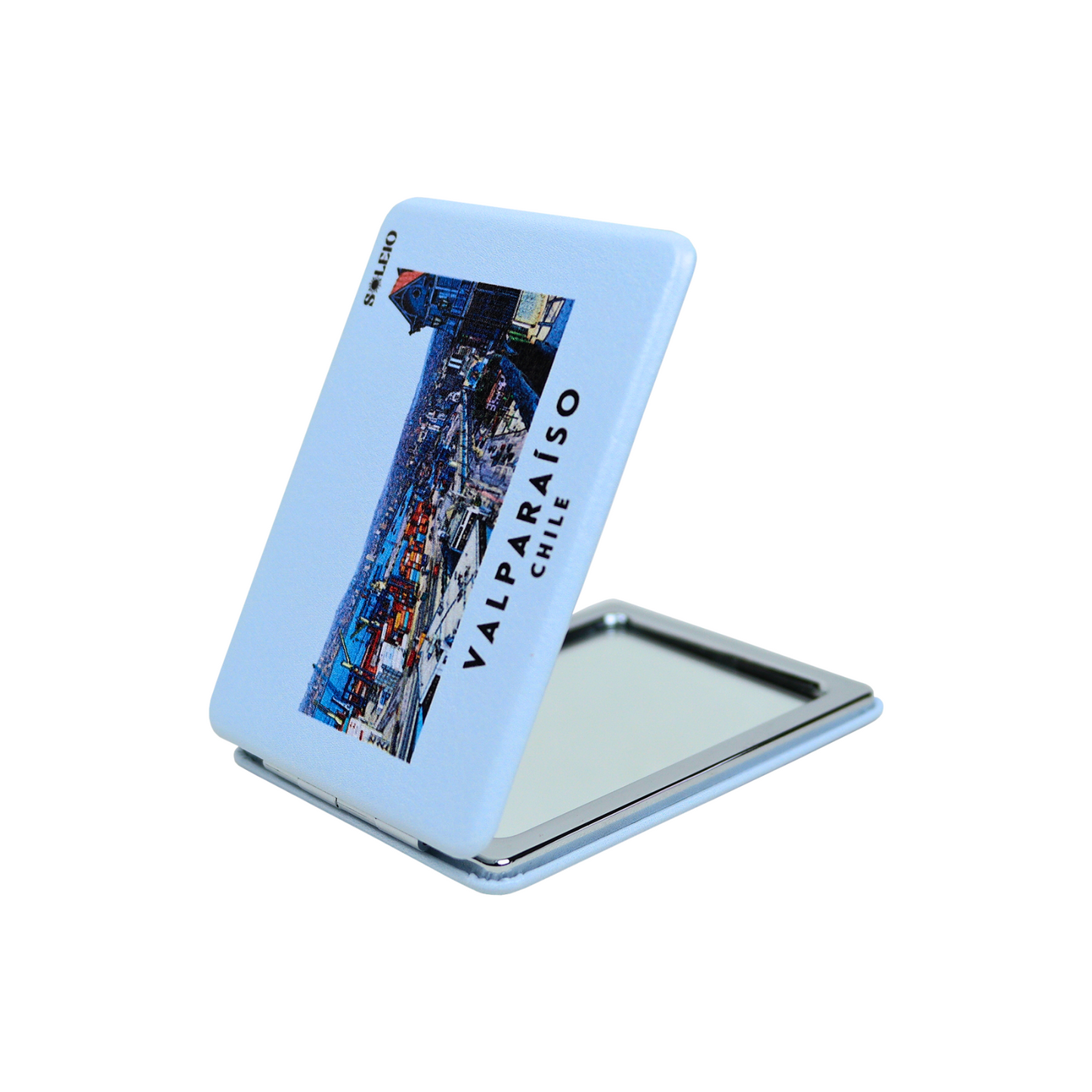 Espejo De Cartera Plegable Souvenir De Chile Valparaiso