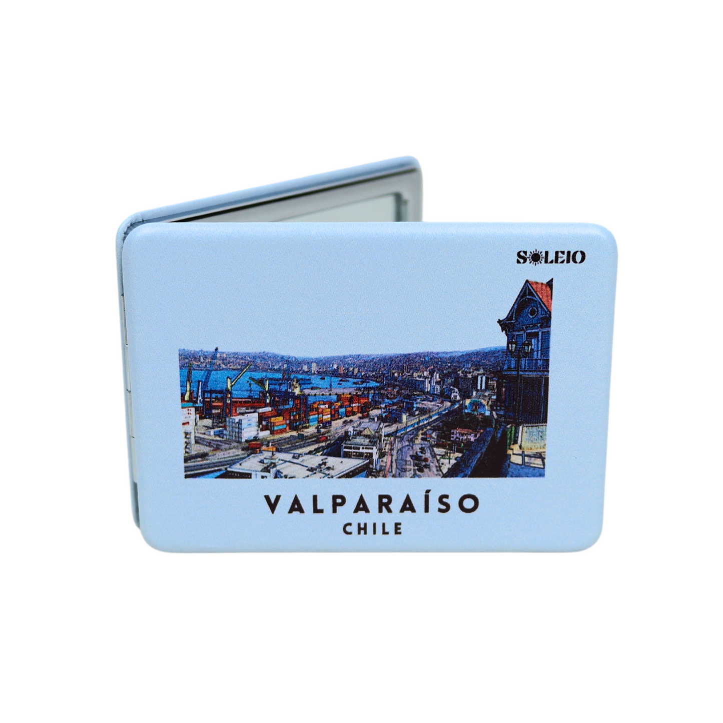 Espejo De Cartera Plegable Souvenir De Chile Valparaiso