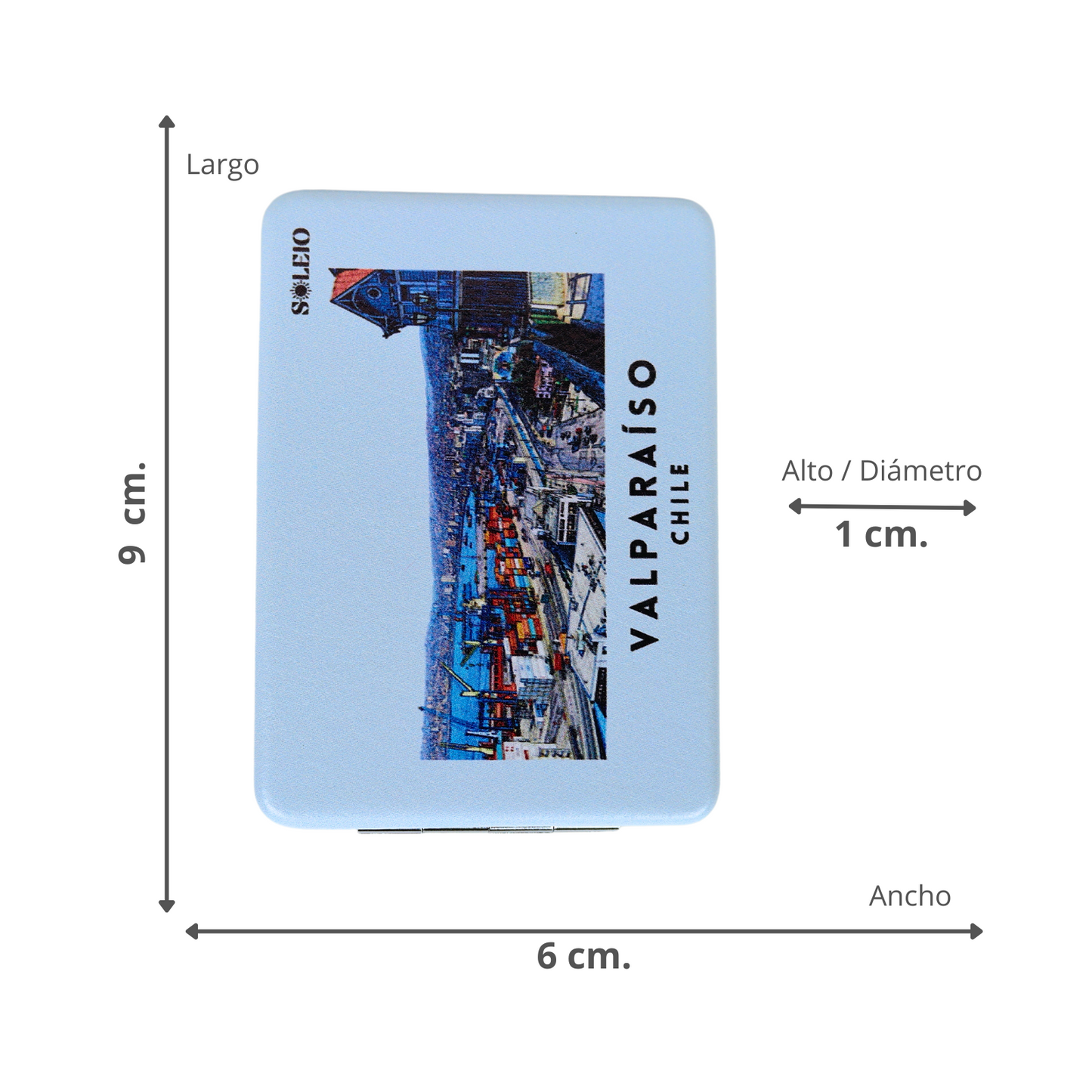 Espejo De Cartera Plegable Souvenir De Chile Valparaiso