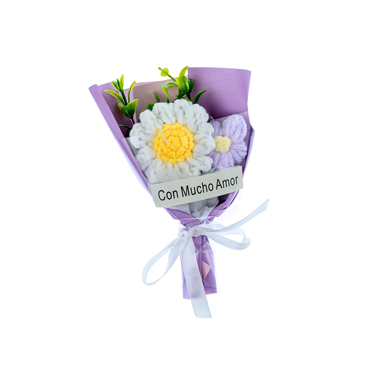 Ramo de Flores Eternas Crochet Regalo Decoración Morado
