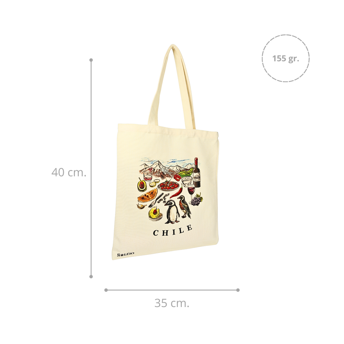 Pack 12 Tote Bag Lona Chile Gastronomía