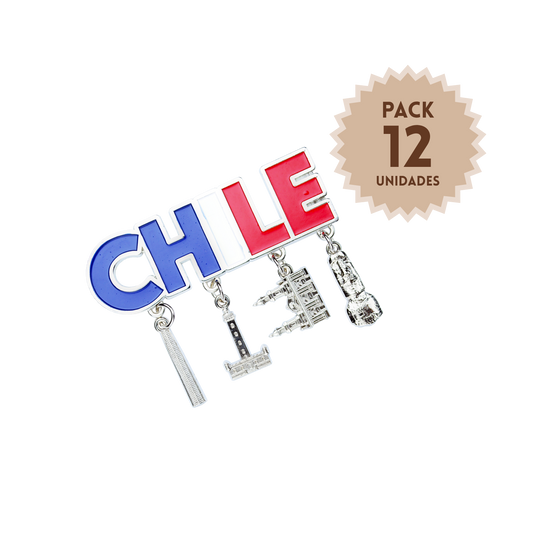 Pack 12 Imanes Con 4 Dijes Colgantes De Chile