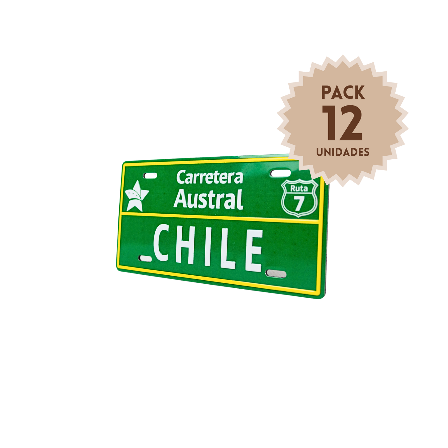 Pack 12 Imanes Diseño Patente Carretera Austral Ruta 7